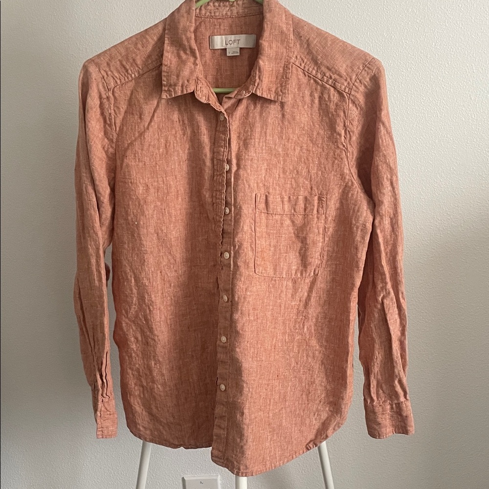 Loft Women's Rust Button-Up Blouse - image 1